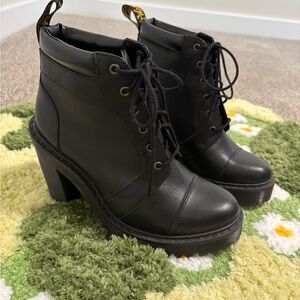 Dr. Martens High-Heel Averil Black Combat Boots